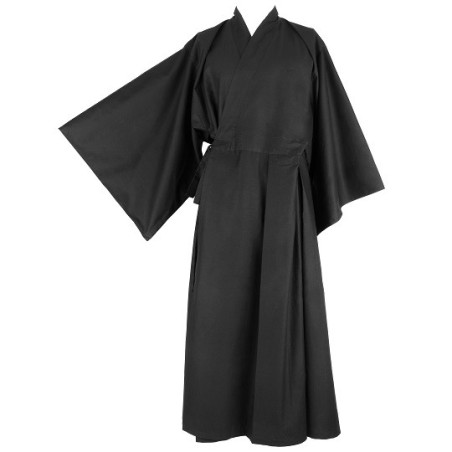 kimono noir long, vêtement pour la méditation zen, zazen kimono noir long, vêtement pour la méditation zen, zazen