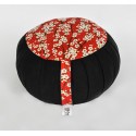 Zafu standard kapok Guirlande de fleurs, noir, tissu japonais