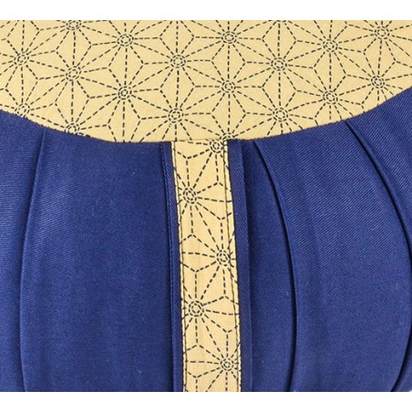 Zafu standard kapok Asanoha, bleu, tissu japonais