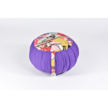 Zafu standard kapok, thème de la Geisha, violet, tissu japonais