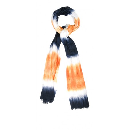 Echarpe tie and die, orange/marine,100 % coton