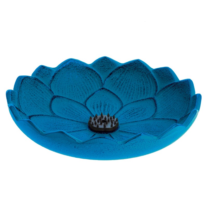Brûle encens Fleur de lotus, en fonte du Japon, bleu