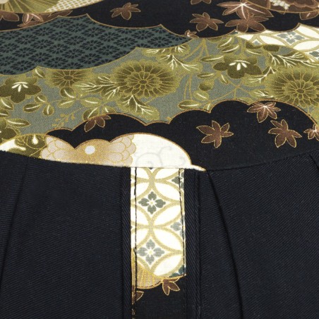 Zafu standard kapok Hanakumori vert, noir, tissu japonais