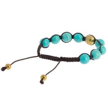Mala bracelet Shambala Om, magnésite turquoise